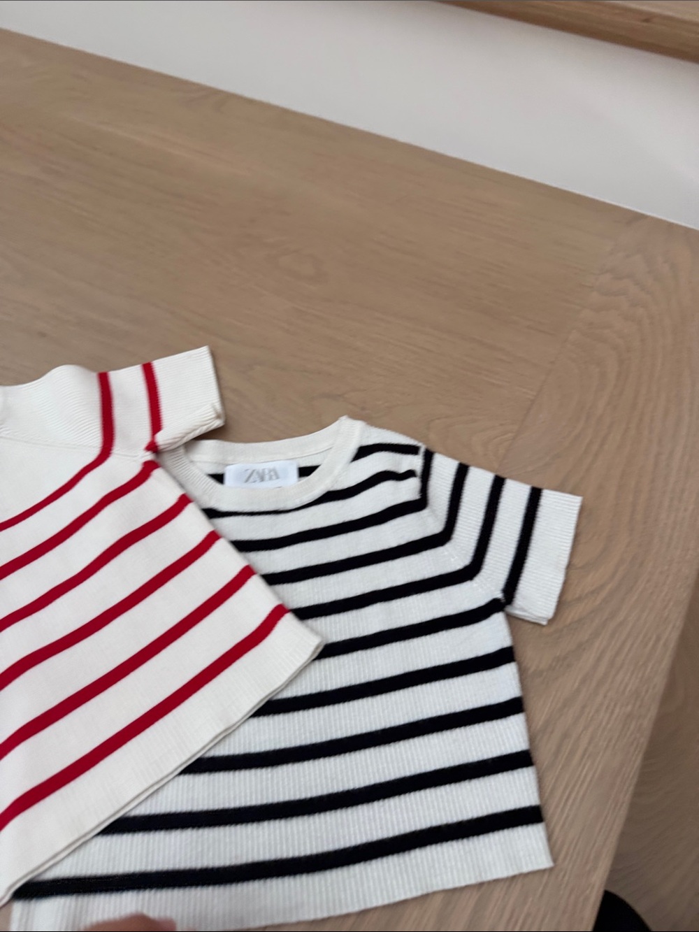 Zara Kids Cream Tee with Black Stripes and Red-Striped Accent